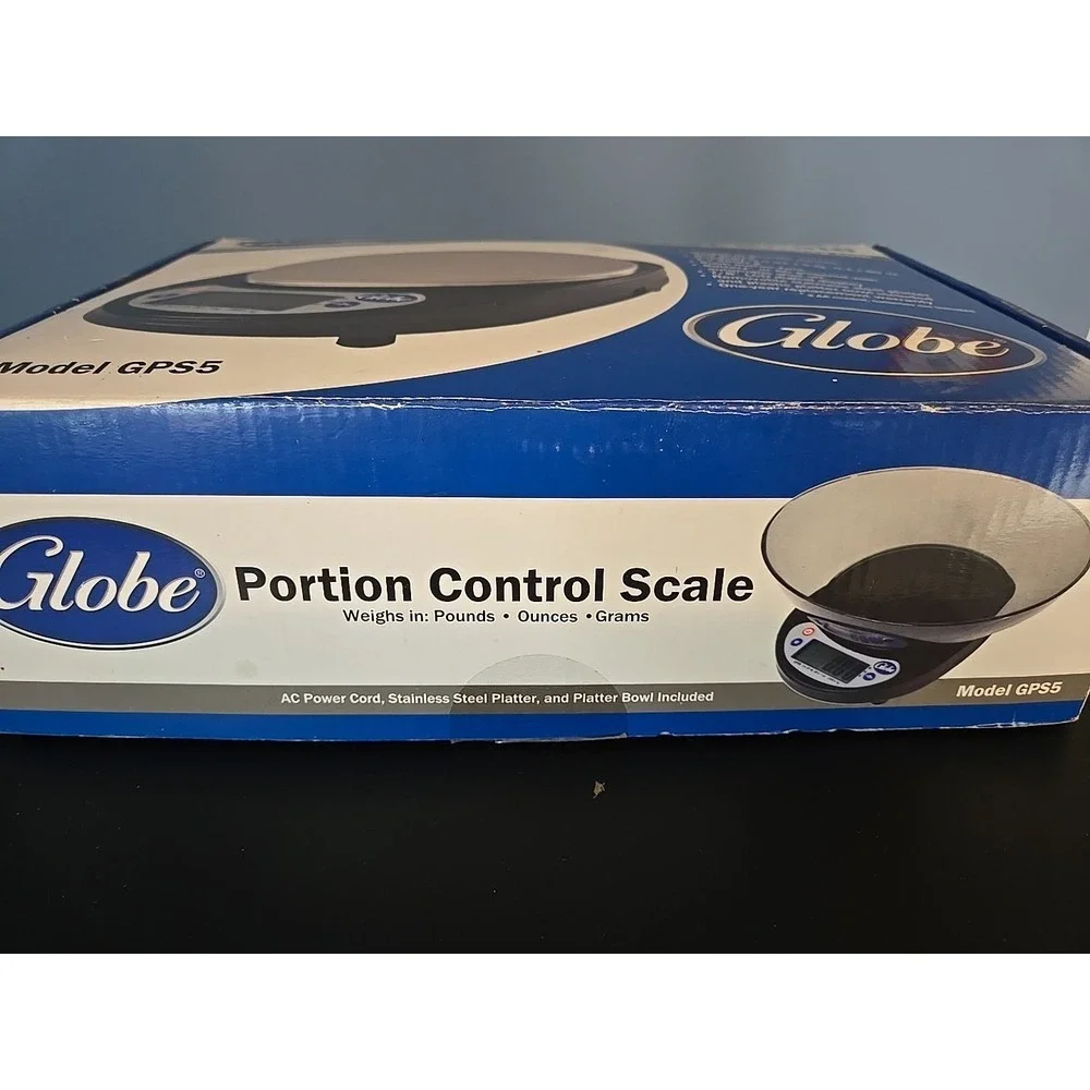 Globe GPS5 5lb Digital Portion Control‎ Scale With Plastic Platter Bowl